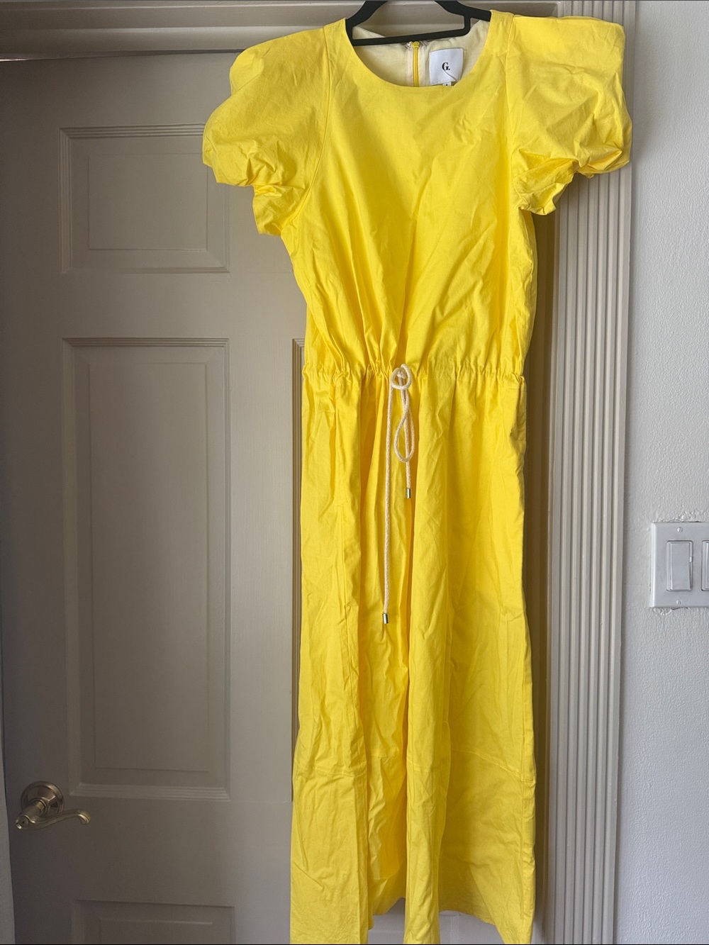 G. Label Zelda Rounded-Sleeve Drawstring Dress in Yellow - Picture 4 of 8